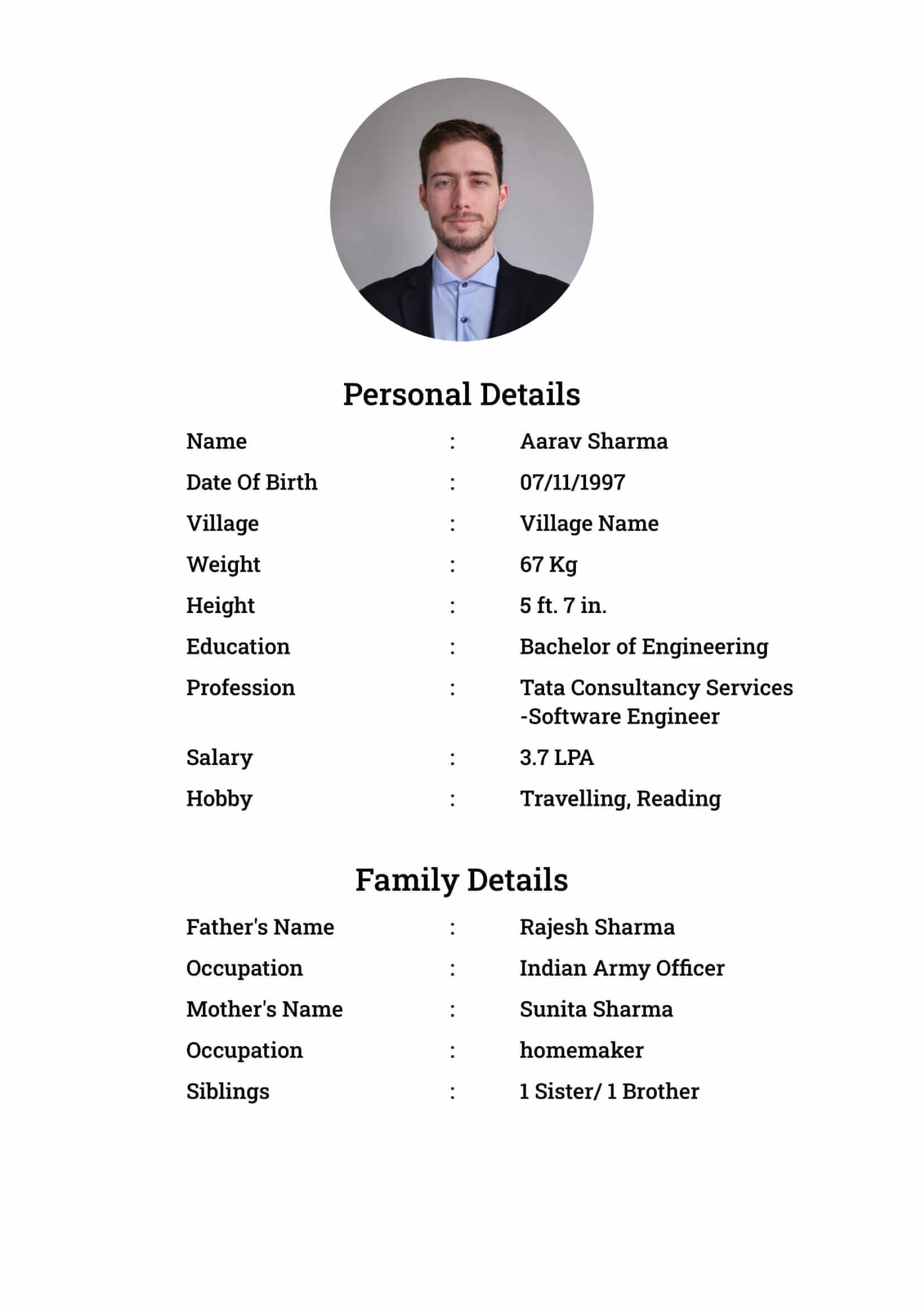Second Marriage Biodata Format [With Child - Expert Guide + Templates]